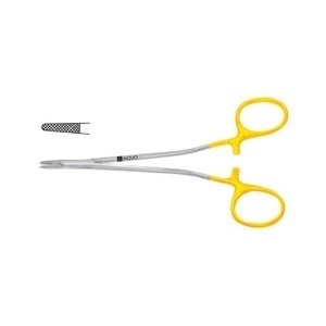 Swedish (Micro Sarot) Needle Holder, Tungsten Carbide, Serrated Jaws, Light Handles, Delicate, 6 1/2" (16.5 Cm)
